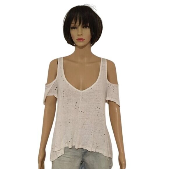 Olivaceous -- Cold Shoulder Linen Blend Top or Coverup - Picture 1 of 16